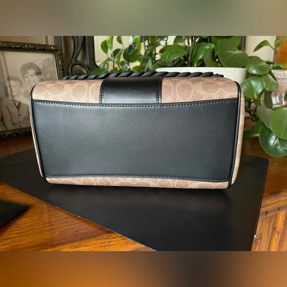 NWOT Coach Rowan Satchel with Black Stripe and Black Cardholder - Picture 6 of 11